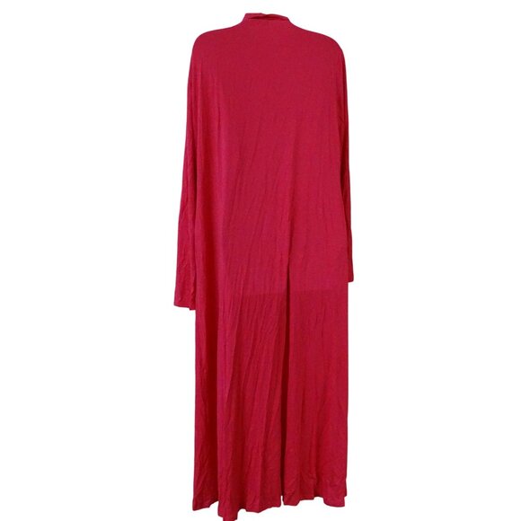 Bluetime Women Pink Lightweight Open Front Long Cardigan Duster Size L Pockets - Picture 3 of 12